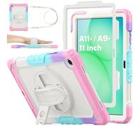 SEYMAC stock Coque pour Samsung Galaxy Tab A11+ Plus 11'' 2025/ A9+ Plus 11'' 2023, Coque Antichoc avec Protecteur D'écran Porte-Stylo [Dragonne Rotative à 360] et Support, Ros Beige