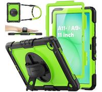 SEYMAC stock Coque pour Samsung Galaxy Tab A11+ Plus 11'' 2025/ A9+ Plus 11'' 2023, Coque Antichoc avec Protecteur D'écran Porte-Stylo [Dragonne Rotative à 360] et Support, Vert