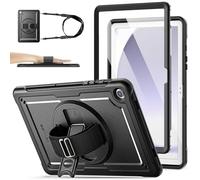 SEYMAC stock Coque pour Samsung Galaxy Tab A9 Plus 11'' 2023, Coque Antichoc Robuste Galaxy A9+ Plus avec Dragonne Rotatif à 360°/Support/Protecteur D'écran/Bandoulière/Porte-Stylo, (Noir)