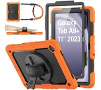 SEYMAC stock Coque pour Samsung Galaxy Tab A9 Plus/ A9+ 11 Pouces 2023, Coque Antichoc avec Protecteur D'écran Porte-Stylo [Dragonne Rotative à 360] et Support, Galaxy Tab A9 Plus Housse (Orange)