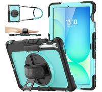 SEYMAC stock Coque pour Samsung Galaxy Tab S10 FE Plus / S10 FE+ 13.1 Pouces 2025, Coque Antichoc avec Protecteur D'écran Porte-Stylo [Dragonne Rotative à 360] et Support, Bleu Ciel