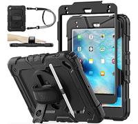 SEYMAC Stock Étui intégral pour iPad Mini 5, Mini 4 pour Enfants, [intégral] avec Protecteur d'écran, Porte-Crayon [Support Rotatif à 360°] et dragonne pour iPad Mini 5e/4e génération (Noir)