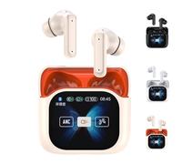 Seymal Écouteurs De Traduction, Compacts, Tactiles Et Clairs, avec Traduction par IA, Traducteur en Temps Réel 144 Langues, OWS Open Ear Et Écran LCD Tactile, Idéal pour Les Entreprises(Beige)