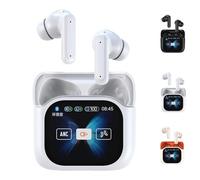 Seymal Écouteurs De Traduction, Compacts, Tactiles Et Clairs, avec Traduction par IA, Traducteur en Temps Réel 144 Langues, OWS Open Ear Et Écran LCD Tactile, Idéal pour Les Entreprises(Blanc)