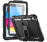 SEYMCY Étui pour iPad 10e génération 11" 2022, Coque intégrale Antichoc à 3 Couches avec Support Pliable, Protection d'écran, Porte-Crayon, Coque pour iPad 10e génération A2696/A2757/A2777, Noir