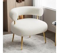 SEYNAR Chaise d'appoint mi-siècle Sherpa boucle, fauteuil rond rembourré pour petits espaces, canapé d'angle moelleux pour salon, chambre, coiffeuse, bureau, coin lecture