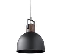 Seynave Luminaire CLYDE Suspension en Métal Noir et imprimé bois Style Industriel, Moderne Douille E27 diamètre 24 cm