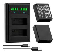 SEYRLMK DMW-BLE9 Batterie DMW-BLG10 LED USB Double Chargeur avec Port de Type C pour Panasonic DMW-BLG10E Lumix DC TZ202 GX9 DC-LX100 II TZ101 TZ91 TZ81 GF6 GX7 GX80 LX100 Lot de 2