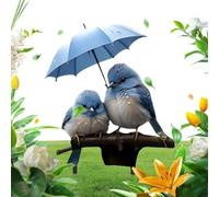 Seyrnicay Piquets de pelouse, oiseau bleu plat 2D en acrylique avec parapluie, décoration de jardin | Bâtons à pointes pour printemps, maison, pelouse, cour, patio, porche, allée, extérieur