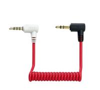 SEYUGOPTI Câble spiralé TRS vers TRRS 3,5 mm, compatible avec Rode SC7, VideoMic, VideoMicro Go, Boya, Smartphone, autre micro externe, câble spiralé pour microphone à angle droit mâle 1/8, rouge