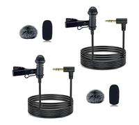 SEYUGOPTI Lot de 2 Lavalier Cravate Microphone Compatible avec DJI MIC 1/2 pour Rode Wireless Go II, Omnidirectionnel Micro Filaire 3.5mm 90 Degrés Micro pour Podcast, Interview & Vlog, 1.5M