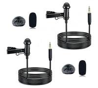 SEYUGOPTI Lot de 2 Lavalier Cravate Microphone Compatible avec DJI MIC 1/2 pour Rode Wireless Go II, Omnidirectionnel Micro Filaire 3.5mm Micro pour Podcast, Interview & Vlog, 1.5M