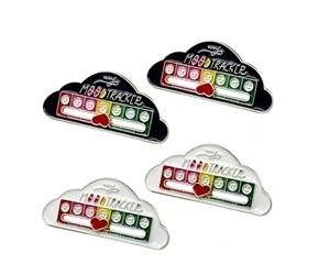 SEYUGOPTI Lot de 4 épingles de batterie sociale au design nuage | Broche humour sociale blanche + noire amusante pour l'ambiance sociale pendant 7 jours, pour sacs à dos, vestes