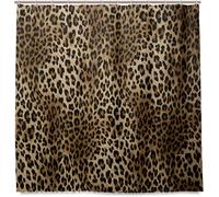 SEYUMI Rideau de Douche Imprimé Léopard Rideau Douche Anti Moisissure Imprimé Léopard 3D Rideau Salle de Bain Tissu Polyester pour Baignoire, Rideaux de Douche 80x180 avec 8 Crochets