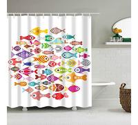 SEYUMI Rideau de Douche Poisson Coloré Rideau Douche 3D Thème de L'océan Anti Moisissure Tissu Polyester Rideau Salle de Bain pour Baignoire, Rideaux de Douche 180x200 avec 12 Crochets