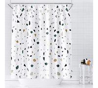 SEYUMI Rideau de Douche Terrazzo Rideau Douche Anti Moisissure Terrazzo 3D Rideau Salle de Bain Tissu Polyester pour Baignoire, Rideaux de Douche 120 x 200 avec 8 Crochets