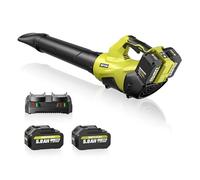 SEYVUM - Souffleur à lame brushless de 40 V - 650 CFM 200 MPH avec 2 batteries et chargeur de 5 Ah, souffleurs d'entretien de pelouse, haute puissance, 3 vitesses variables et puissance de la turbine,