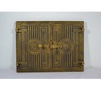 SEZAM Double Porte de Four en Fonte avec Loquet Porte de Four à Pizza Rectangulaire - Four à Pain - Porte de Four en Pierre 43,7 x 3 x 33 cm or antique