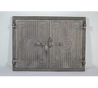 SEZAM Double Porte de Four en Fonte avec Loquet Porte de Four à Pizza Rectangulaire - Four à Pain - Porte de Four en Pierre 43,7 x 3 x 33 cm Sans Peinture