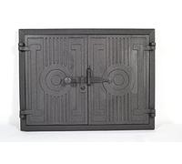 SEZAM Double Porte de Four en Fonte avec Loquet Porte de Four à Pizza Rectangulaire - Four à Pain - Porte de Four en Pierre 43,7 x 3 x 33 cm Peint en noir