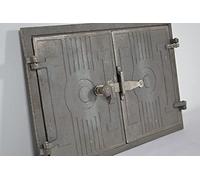 SEZAM double porte de four en fonte avec loquet, rectangulaire, porte de four à pizza - four à pain - porte de four en pierre, 42 x 3 x 27,2 cm, sans peinture