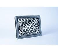 SEZAM Grille de ventilation en fonte 22,3 x 2,3 x 15,5 cm, pour poêles en faïence, fours à bois & cheminées - grille d'air chaud- grille d'aérationpour poêle, argent antique peint
