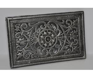 SEZAM Grille de ventilation en fonte 23 x 2,5 x 14,5 cm, pour poêles, fours à bois & cheminées - Grille pour air chaud - Grille d'aération pour four, OZ110 (Vieux argent)