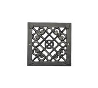 SEZAM OZ112 - Grille d'aération en fonte - 17,7 x 0,5 x 17,7 cm - Pour poêles en faïence, fours à bois et cheminées - Grille d'air carrée pour four - Noir