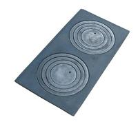 SEZAM Plaque en fonte pour poêle à 2 trous - 60 x 30 cm - Plaque de charbon - Fonte grise