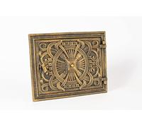 SEZAM Porte de four décorative en fonte - avec poignée, porte de four à pain - porte de four en pierre - porte de four à pizza 25,7 x 4 x 32,5 cm - rectangulaire, vieil or peint