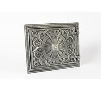 SEZAM Porte de four décorative en fonte - avec poignée, porte de four à pain - porte de four en pierre - porte de four à pizza 25,7 x 4 x 32,5 cm - rectangulaire, argent antique peint