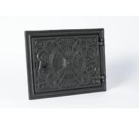 SEZAM Porte de four décorative en fonte - avec poignée, porte de four à pain - porte de four en pierre - porte de four à pizza 25,7 x 4 x 32,5 cm - rectangulaire, peint en noir