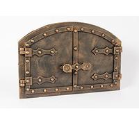 SEZAM Porte de four double en fonte avec loquet de porte, aspect rivet, porte de four à pizza - four à pain - porte de four en pierre, 53,2 x 5,5 x 35,5 cm, le cuivre