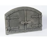 SEZAM Porte de four double en fonte avec loquet de porte, aspect rivet, porte de four à pizza - four à pain - porte de four en pierre, 53,2 x 5,5 x 35,5 cm, sans peinture