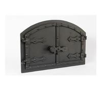SEZAM Porte de four double en fonte avec loquet de porte, aspect rivet, porte de four à pizza - four pain - porte de four en pierre