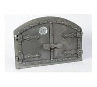 SEZAM Porte de four double en fonte avec thermomètre 500°C, aspect rivet, porte de four à pizza - four pain - porte de four en pierr