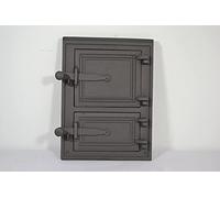 SEZAM Porte de four en fonte à 2 portes - avec loquet de porte, porte de four à pain - porte de four en pierre - porte de four à pizza 35 x 3 x 26 cm - rectangulaire, graphite peint
