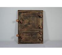 SEZAM Porte de four en fonte à 2 portes - avec loquet de porte, porte de four à pain - porte de four en pierre - porte de four à pizza 35 x 3 x 26 cm - rectangulaire, cuivre peint