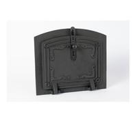 SEZAM Porte de four en fonte - avec loquet de porte, semi-circulaire, porte de four à pizza - porte de four à pain - 31,5 x 37 cm