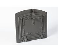 SEZAM Porte de four en fonte légère - avec loquet de porte, semi-circulaire, porte de four à pizza - porte de four à pain - porte de four en pierre, 31,5 x 3,5 x 37 cm, graphite peint