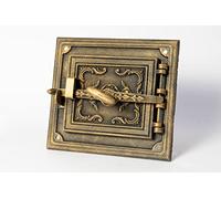 SEZAM Porte de four en fonte pour cheminée avec cordon d'étanchéité - porte de four à pain - porte de four en pierre - porte de four à bois 30 x 7 x 32,5 cm - rectangulaire, vieil or peint