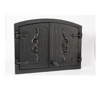 SEZAM - Porte de fumoir double en fonte, semi-circulaire, porte pour fumoir - porte de four en pierre, 41 x 55 cm, DZ017