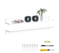 Sezanrpt 91,5 cm Étagère murale flottante en acrylique pour plantes, radio, funko pop, livres, cadres, montres, cosmétiques, articles de toilette, lot de 2