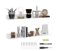 Sezanrpt 91,5 cm étagères blanches meubles pour décoration murale, support d'étagères murales en acrylique, étagères organisateurs de maison murale avec un tournevis gratuit, lot de 2