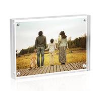 Sezanrpt Cadre photo en acrylique 6 x 9 cm transparent double face magnétique pour bureau sans cadre, petit cadre 2 x 3 cm, 5 x 7,5 cm, 4 x 6 cm