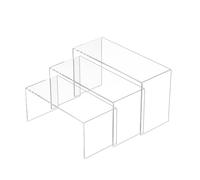 Sezanrpt Clear Display Risers Lot de 3 étagères rectangulaires en acrylique pour figurine Funko Pop, cosmétiques, sacs, chaussures, objets de collection - 22,8 x 24,1 x 25,4 cm