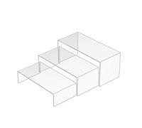 Sezanrpt Clear Riser Lot de 3 étagères rectangulaires en acrylique pour figurine Funko Pop, parfums, sacs, chaussures, verres, jouets, objets de collection - 20,3 x 21,6 x 22,8 cm