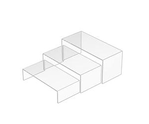 Sezanrpt Clear Riser Lot de 3 étagères rectangulaires en acrylique pour figurines, parfums, sacs, chaussures, verres, jouets, objets de collection - 20,3 x 21,6 x 22,8 cm