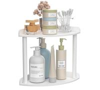 Sezanrpt Countertop Étagère d'angle à 2 niveaux - 18 x 18 x 21 cm - En acrylique - Blanc - Organiseur de salle de bain pour plan de travail - Organiseur de rangement pour soins de la peau,