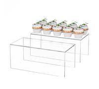 Sezanrpt Countertop Lot de 2 étagères en acrylique 30 x 14 x 12,5 cm pour figurine, cosmétiques, sacs, chaussures, jouets, objets de collection, 30 x 14 x 12,5 cm